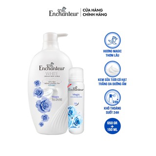 Combo Enchanteur Magic Sữa tắm trắng và dưỡng ẩm có hạt 650G và Xịt Khử Mùi 150ml .