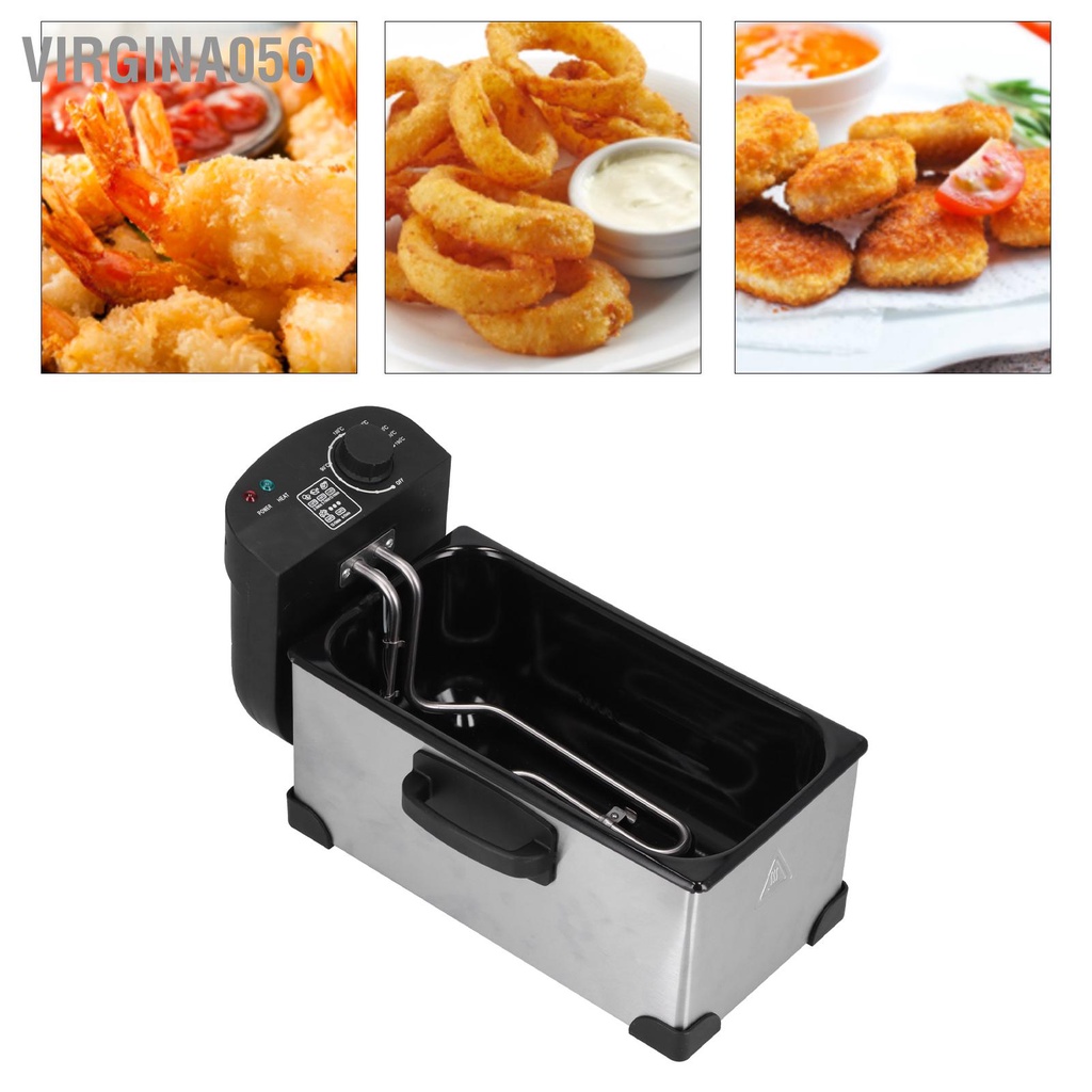 Có thể bán buôn Nồi chiên sâu điện 3L 2000W Thép không gỉ thương mại Máy khoai tây kiểu Pháp 0‑190 ℃ EU Cắm 220V Virgina056 Hàng giao ngay