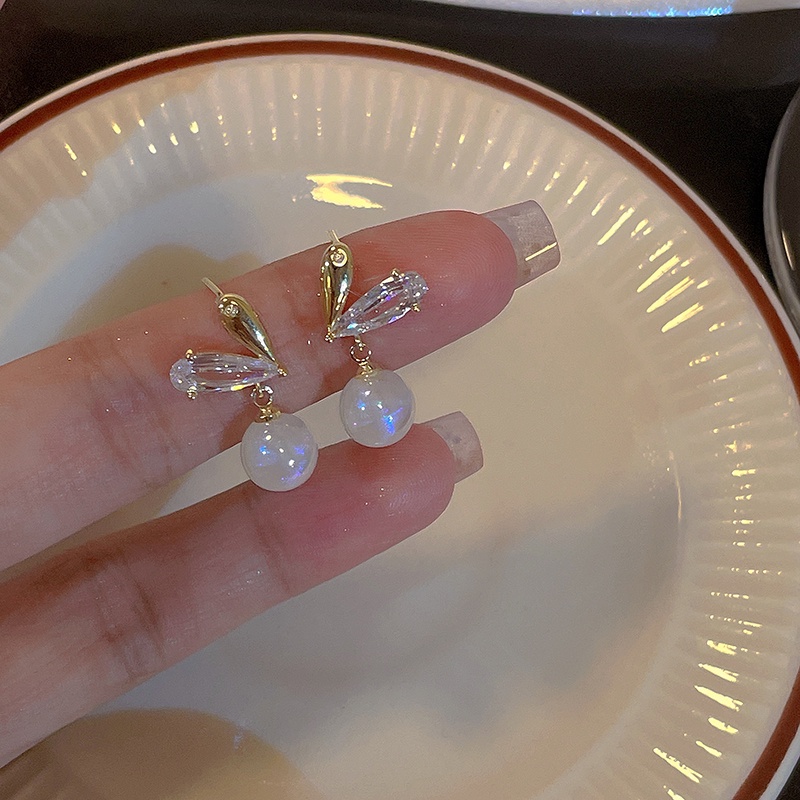 Khuyên Tai Hàn Quốc S925 Mặt Hình Trái Tim Đính Ngọc Trai Thời Trang Thu Đông Hàng Mới 2022