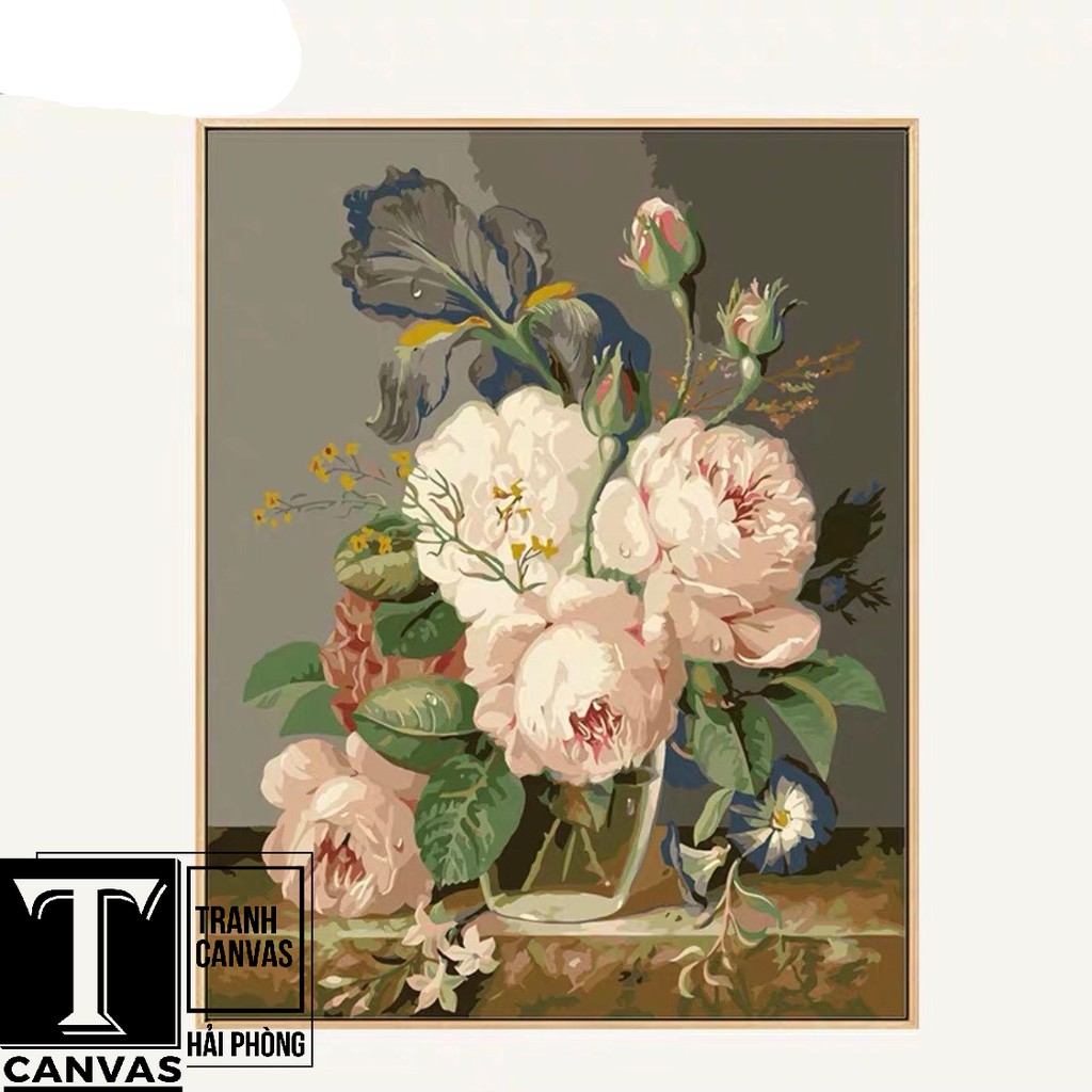 Tranh canvas treo tường phòng khách, tranh hiện đại nghệ thuật, tranh vẽ bình hoa H 80-86