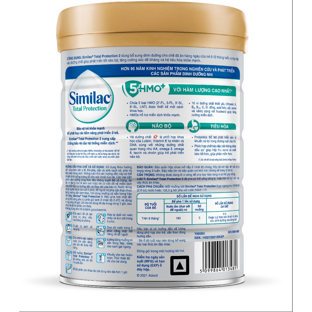 Sản phẩm dinh dưỡng sữa công thức Similac Total Protection 2 900g/lon