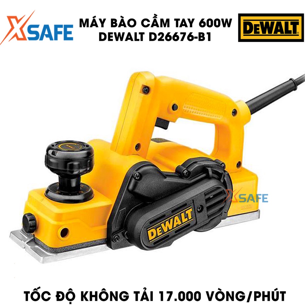 Máy bào gỗ DEWALT D26676-B1 600W Máy bào gỗ cầm tay DeWalt thiết kế cách điện kép, sử dụng lưỡi bào thông dụng 82mm