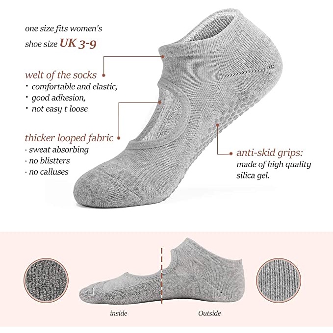 Vớ Cotton Tập Yoga / Pilates / Múa Bale Hở Lưng Chống Trượt Thoáng Khí Bằng Silicone Cho Nữ