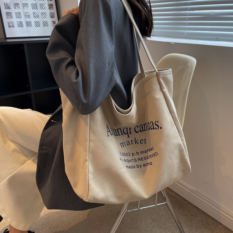 Túi Xách canvas Sức Chứa Lớn Phong Cách Hàn Quốc Đơn Giản Mới