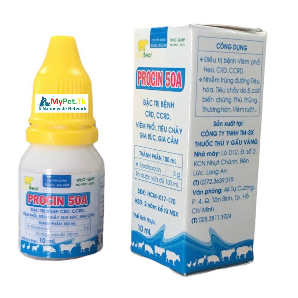 Procin 50A Cho Gà Vịt Chim Heo Cừu Dê Thỏ Chuột 10ML
