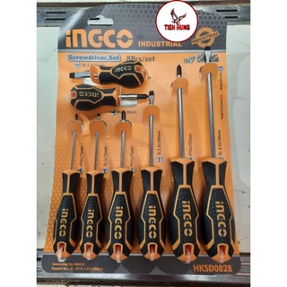 Bộ 8 tuốc nơ vít dẹp và bake đa năng ingco hksd0828
