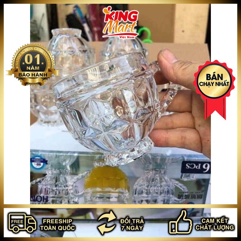 COMBO 6 cốc thủy tinh cáo cấp, trong suốt, dày dặn