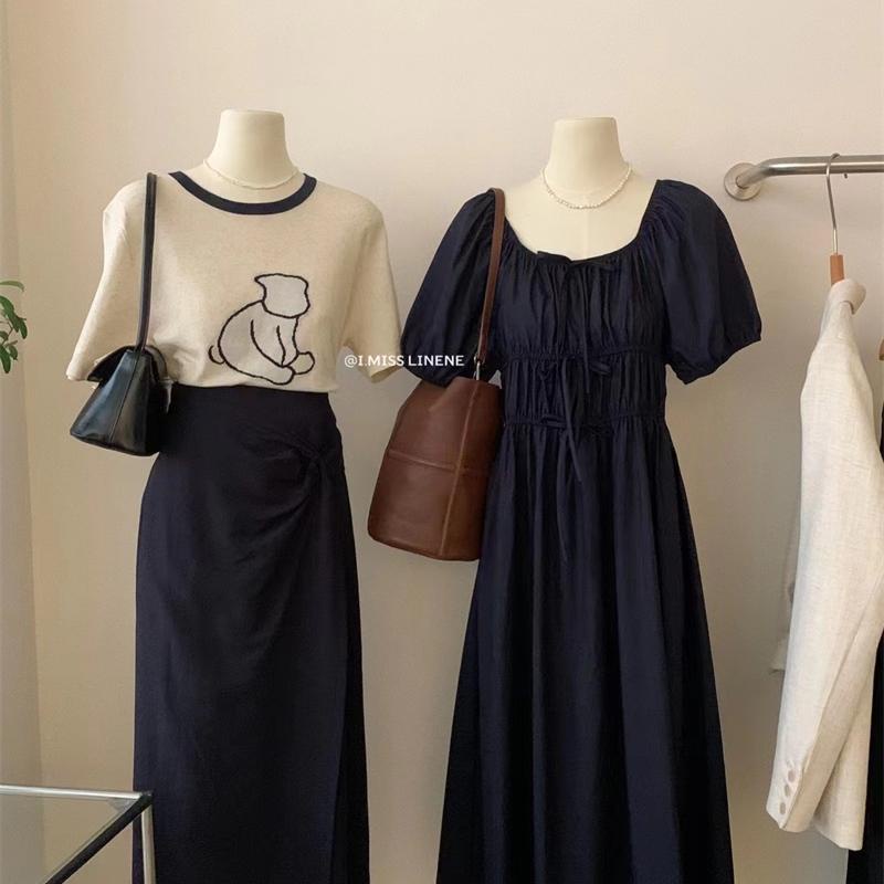 Đầm Ngắn Tay Thắt Dây Thời Trang Mùa Hè Mới 2022 Dành Cho Nữ