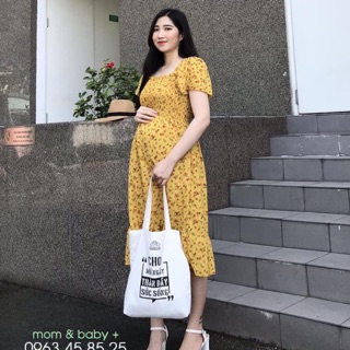 Váy hoa nhí bầu mặc cực xinh