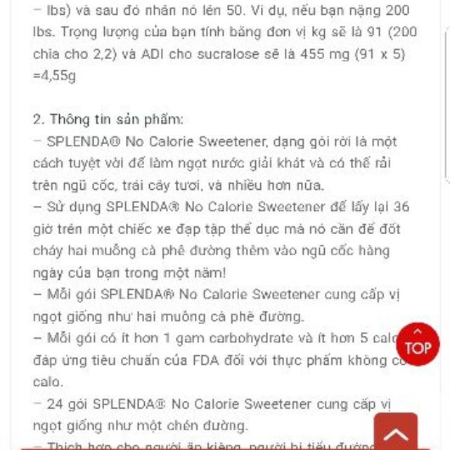 Đường ăn kiêng Splenda No Calories Sweetener tách lẻ 1gram ( keto, das, eat clean )