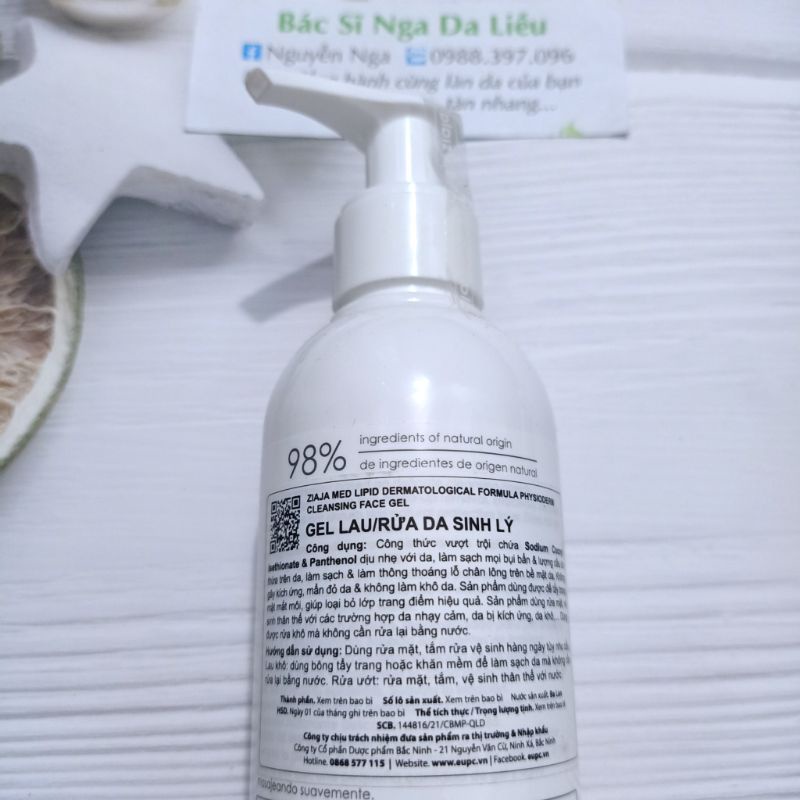 ✅ Gel Lau/Rửa Da Sinh Lý Ziaja Med Lipid Dermatological Formula Physioderm Cleasing Face Gel 200ml
