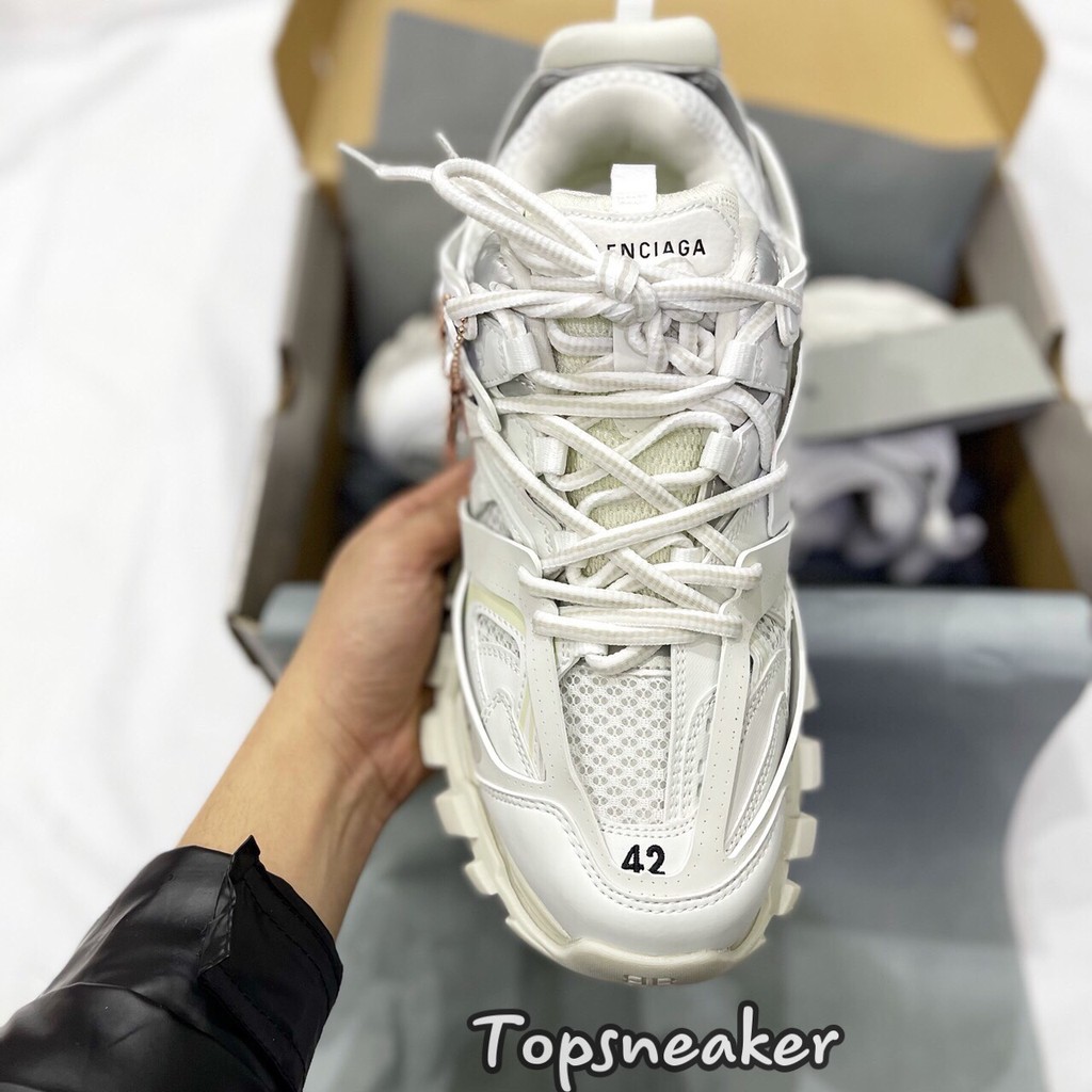 Giày Sneaker Balen Track Full Trắng Full Phụ Kiện
