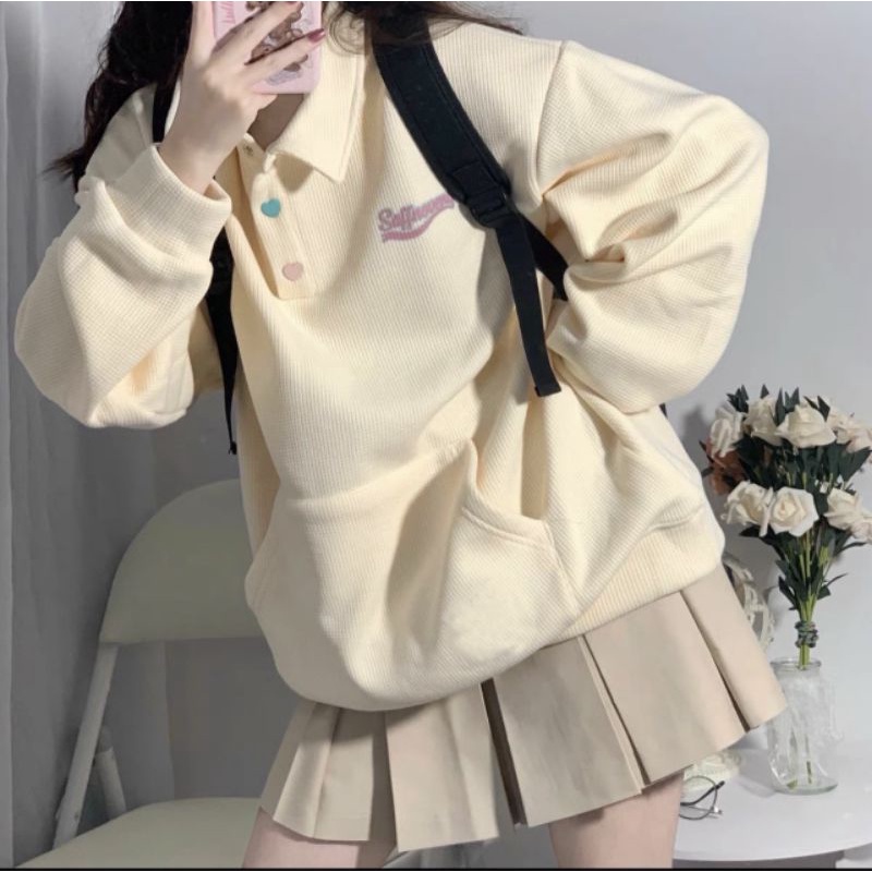 Set Áo Sweater Cổ Polo Kèm Chân Váy Xếp Ly Quá Xinh Luôn Ạ