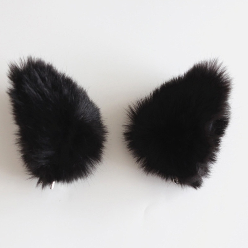 Kẹp Tóc Hình Tai Mèo Phối Lông Nhân Tạo Phong Cách Lolita