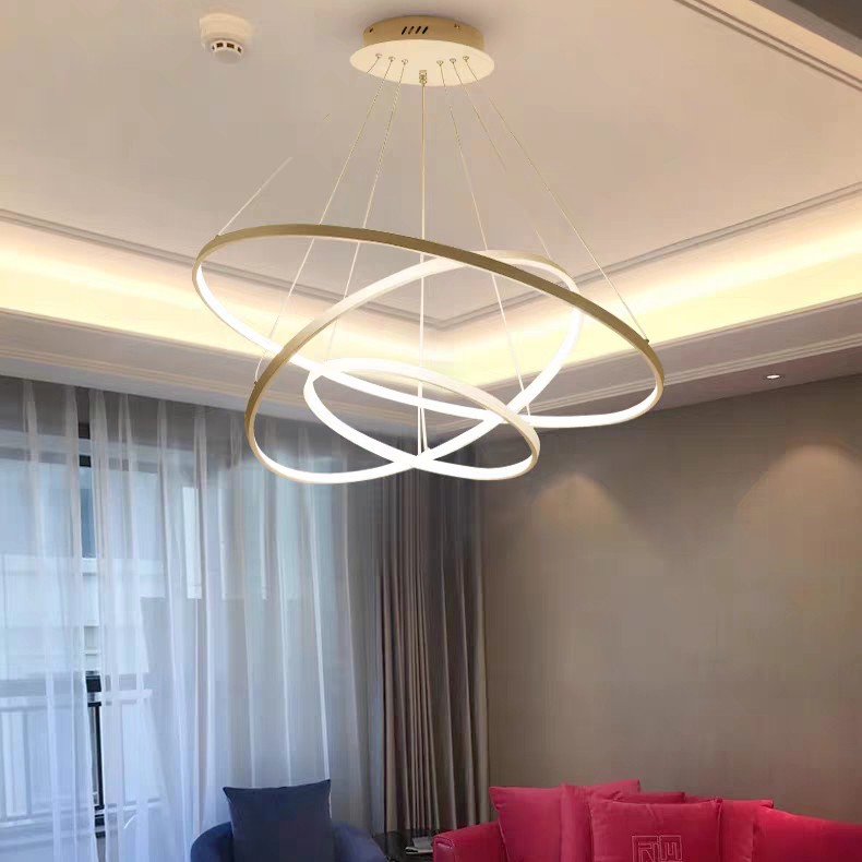 Đèn thả trần Led trang trí phòng khách phòng ăn 3 chế độ màu kèm điều khiển từ xa
