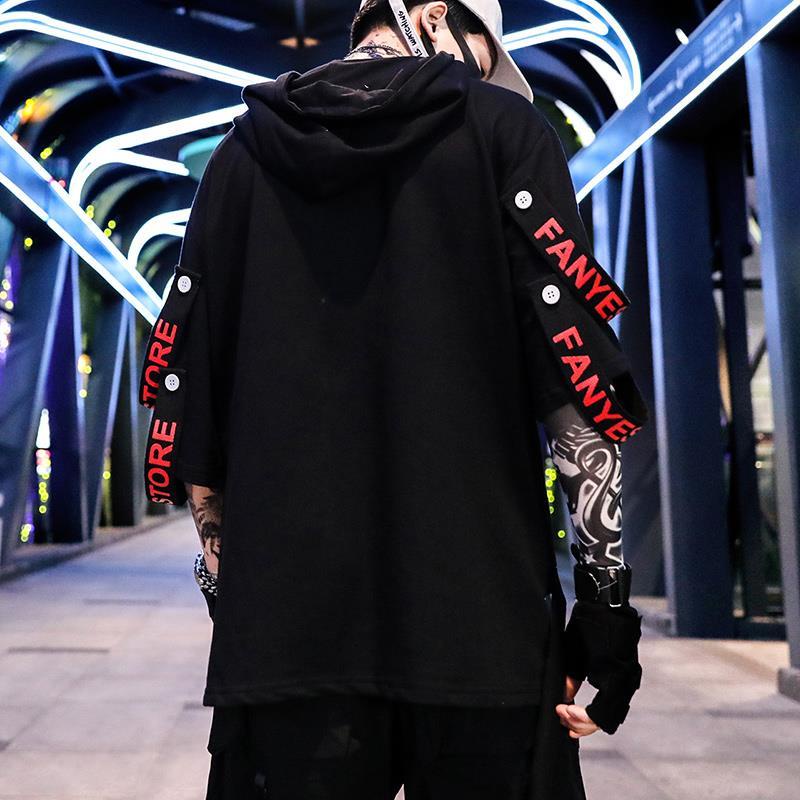 Áo Hoodie Tay Ngắn Form Rộng Phong Cách Hip Hop Cho Nam
