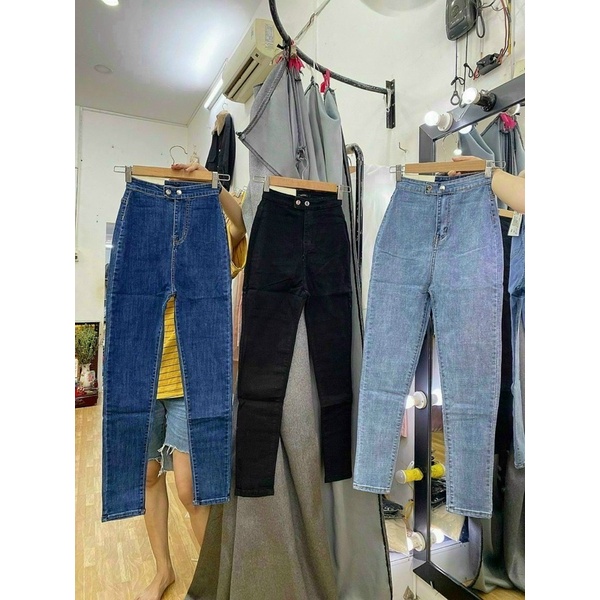 Quần bò , Quần jeans 2 khuy hotrend chất liệu co giãn nhẹ
