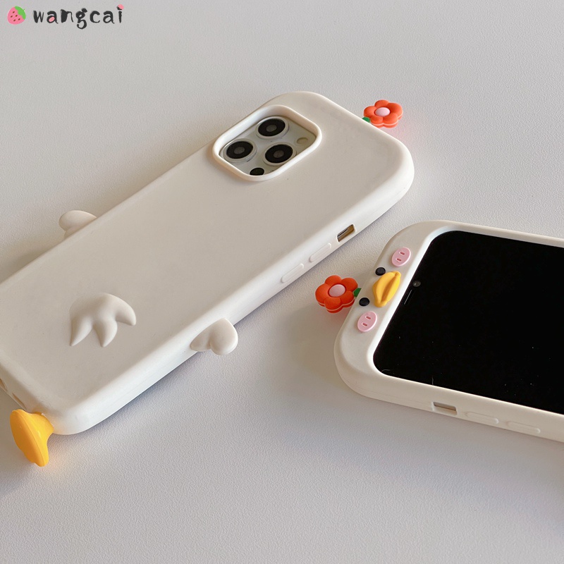 Ốp Điện Thoại Silicon Dẻo Hình Hoa / Vịt 3D Vui Nhộn Cho iPhone 13 12 11 Pro Max XS Max XR X 7 8 Plus SE 2020