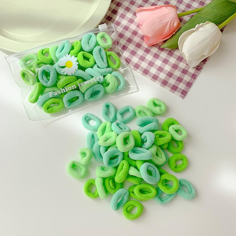 Set 50 Dây Cột Tóc Co Giãn Nhiều Màu Sắc Đáng Yêu Cho Bé Gái