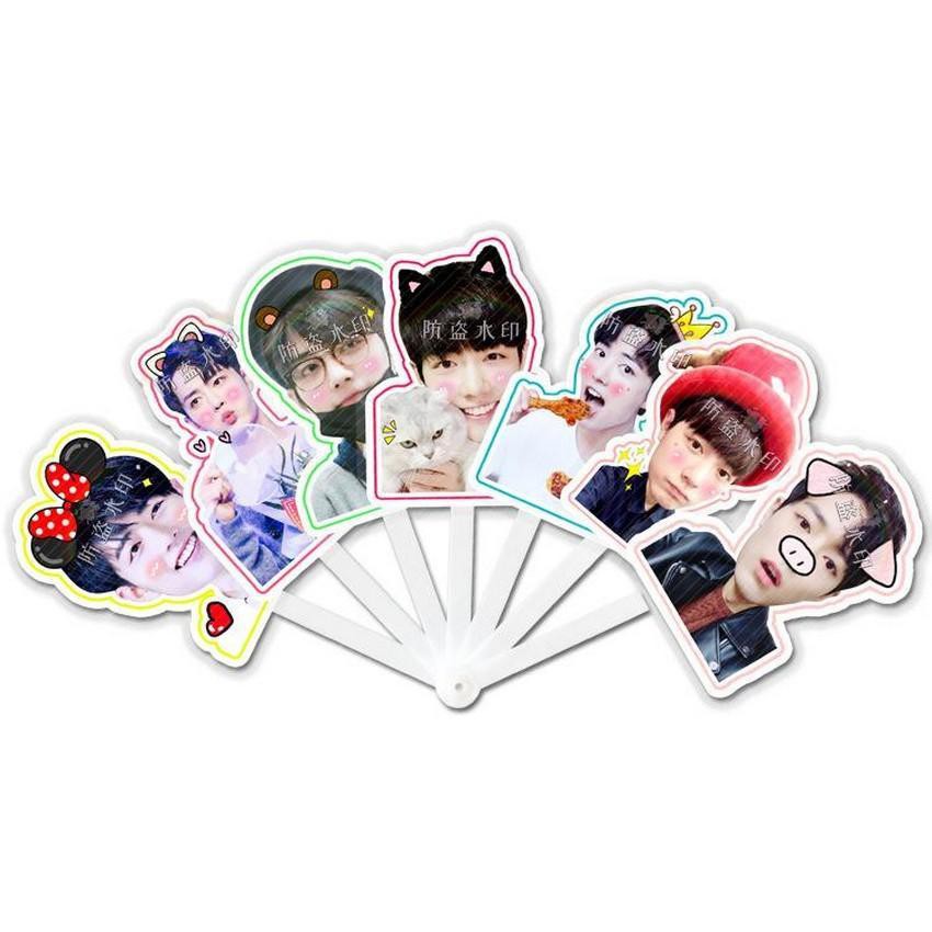 Quạt Tiêu chiến đầu to (Trần tình lệnh) quạt xếp cầm tay hình chibi dễ thương Ma đạo tổ sư Vương Nhất Bác