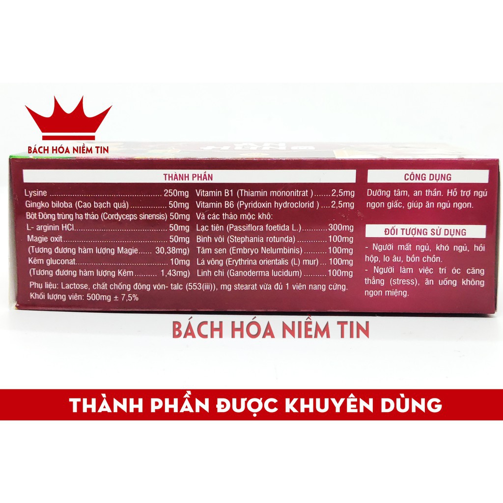 [Mẫu mới] Viên uống Ăn Ngủ Ngon An Hưng - Plum- Hộp vỉ 60 viên - thành phần Đông trùng hạ thảo, tâm sen, linh chi, lá vô