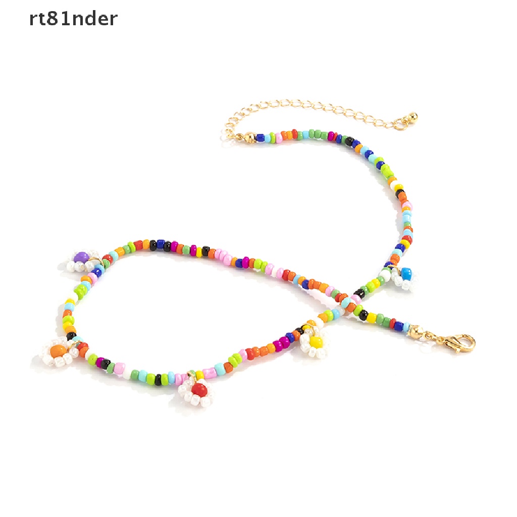 【rt】 Beaded Strand Choker Necklace Women Bohemian Handmade Daisy Collar Necklace .