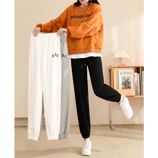 Quần jogger nữ cạp chun bo gấu, Quần nữ chất liệu da cá cao cấp, Phong cách trẻ trung năng động kiểu dáng thời trang