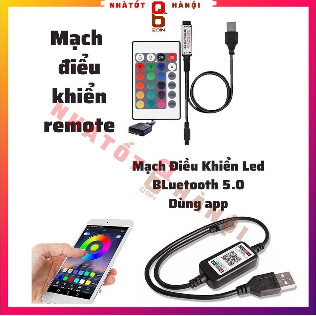 Mạch điều khiển đèn led tiktok LED RGB nhiều màu Remote hoặc Bluetooth sử dụng app dễ dàng