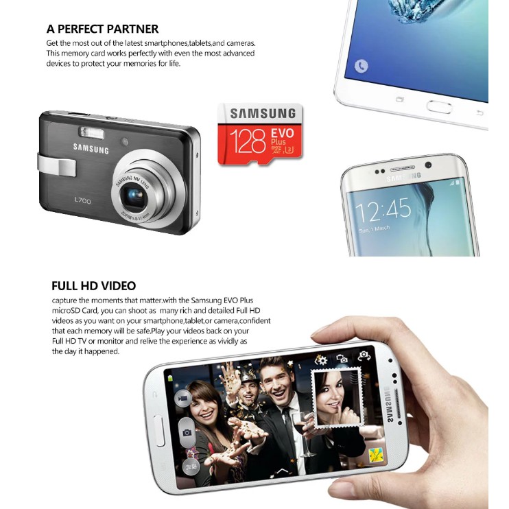 Thẻ nhớ Samsung Micro SDXC128G loại speed class 10 tốc độ cao dùng cho camera hành trình, máy ảnh - Hàng chính hãng