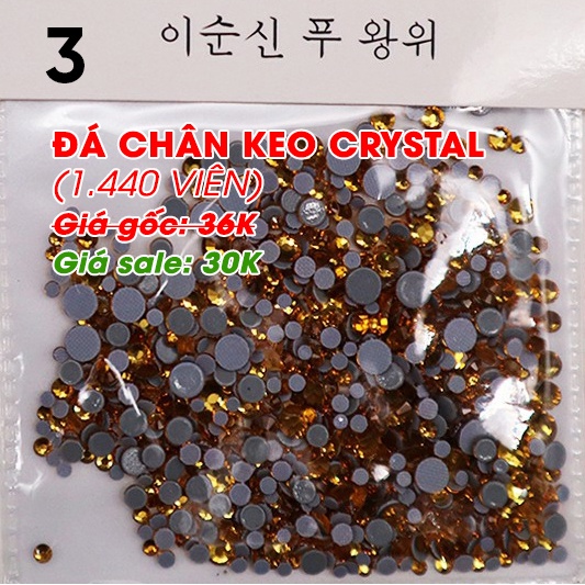 Đá chân keo Crystal loại đẹp, mix size 1.440 viên