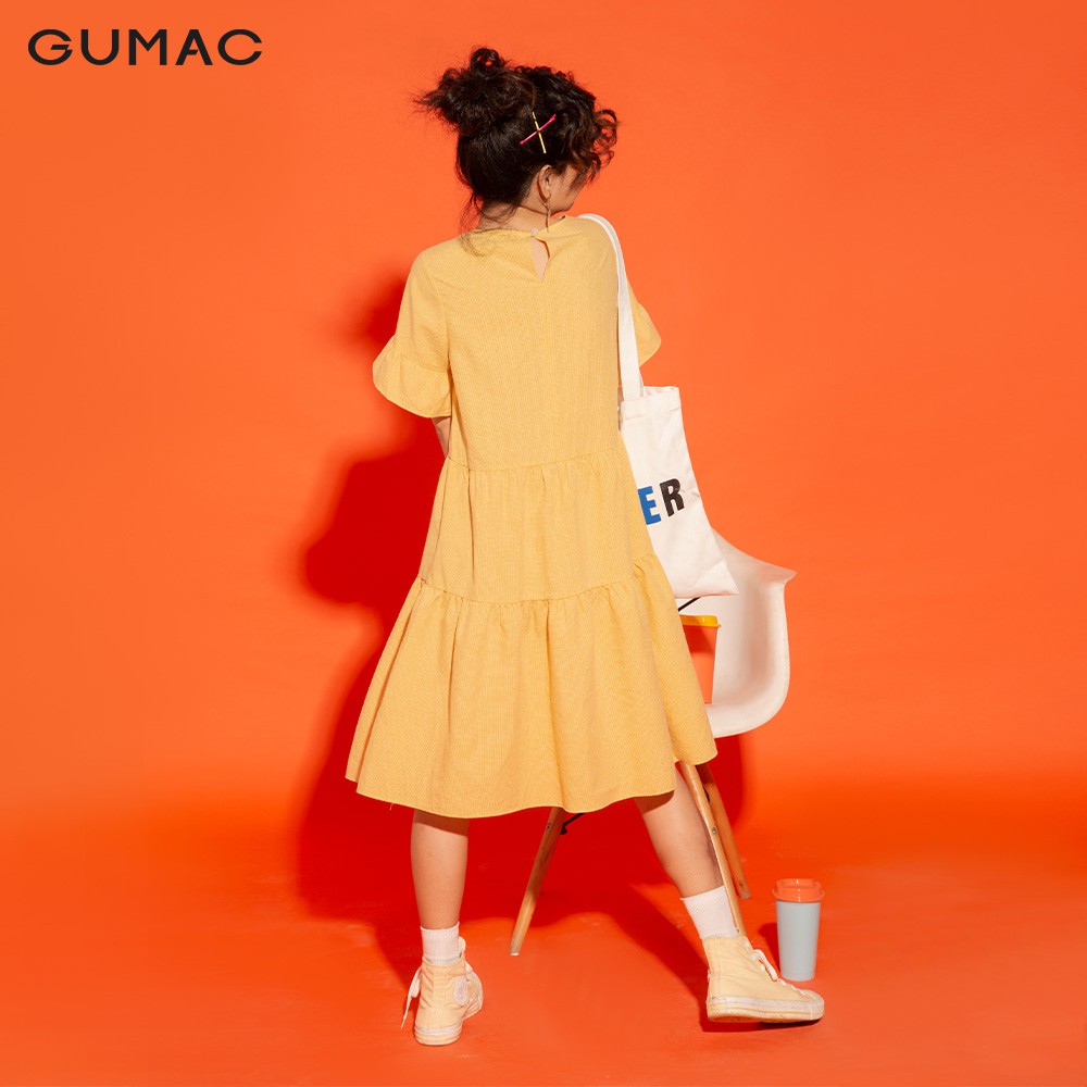Đầm suông nữ GUMAC babydoll tay ngắn bèo, trẻ trung màu Đen - Vàng đủ size DA12126 | BigBuy360 - bigbuy360.vn