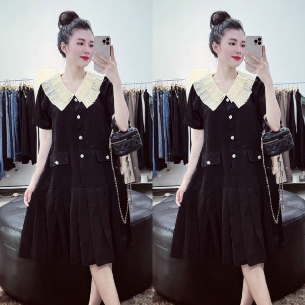 Váy Bầu Thời Trang Thiết Kế Công Sở  Shopdambau-MA1435 Đầm Bầu Dáng Suông Đuôi Cá