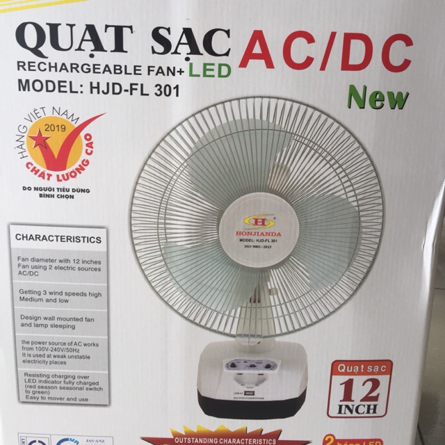 Quạt tích điện Honjianda 2 bình