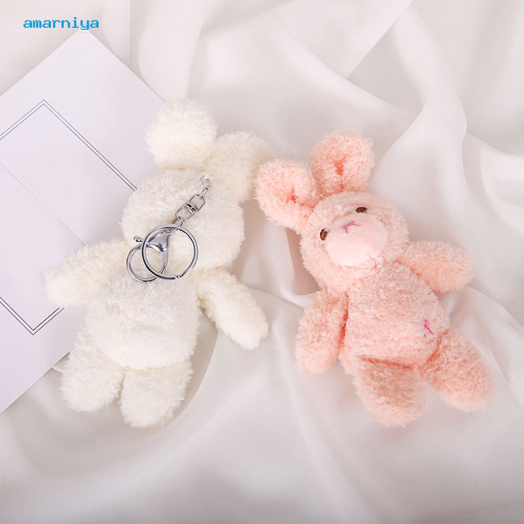 Móc khóa hình thỏ nhồi bông mini đáng yêu thân thiện với da