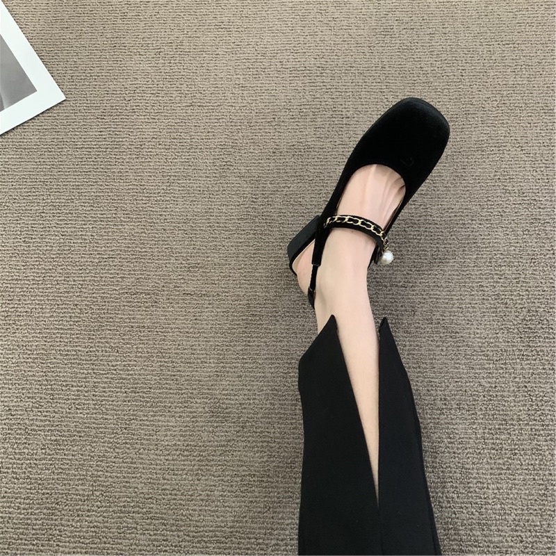 Giày Cao Gót Da Lộn Thắt Dây Sau Lưng Phong Cách Pháp Cổ Điển Cho Nữ  212