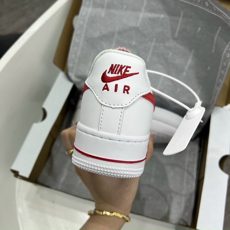 Giày AF1 trắng móc đỏ 11 thể thao cao cấp, giày air force one trắng kẻ đỏ full box bảo vệ