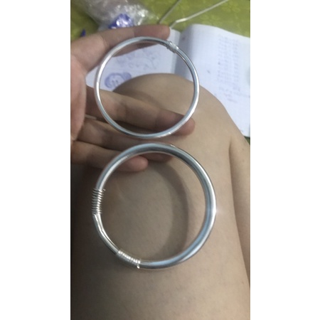 Vòng tay trơn cho nam (đk 6-6,5cm) cá tính basic bạc ta chuẩn NGỌC MẬU