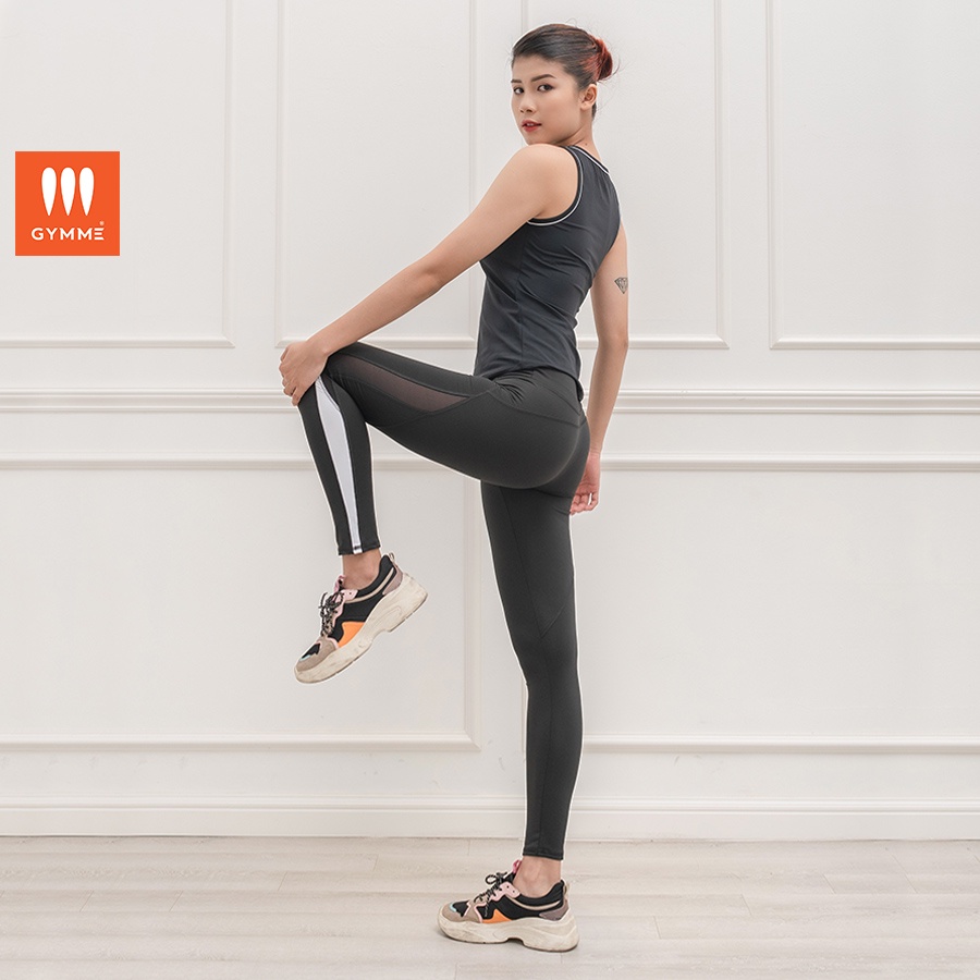 Quần legging nữ dài có túi phối lưới, đồ tập gym nữ gymme - 26004