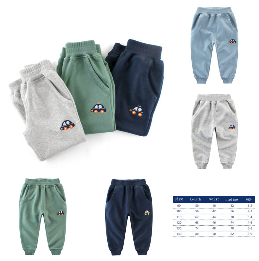 Children's Trousers Sweatpants Car Pattern Drawstring Pants Autumn and Winter Outfits In Stock