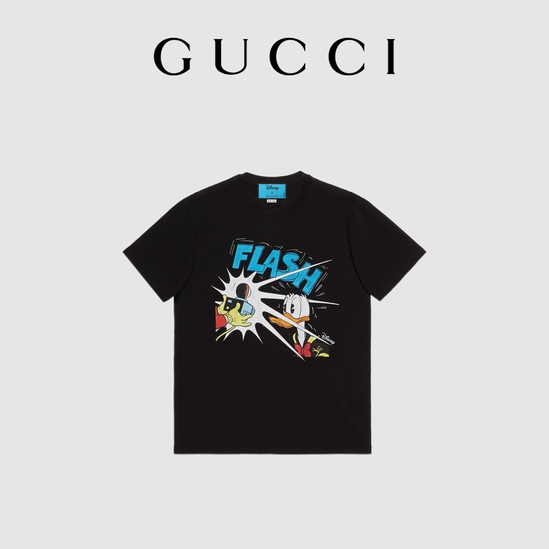 GUCCI Men's Fashion Trend Personality Round Neck Cotton Printed Short-sleeved T-shirt