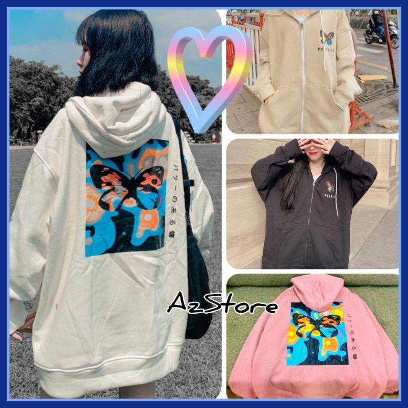 (FREESHIP) ❤ ÁO KHOÁC NỈ Hoodie BƯỚM dây kéo Nữ Nam HOOIDE