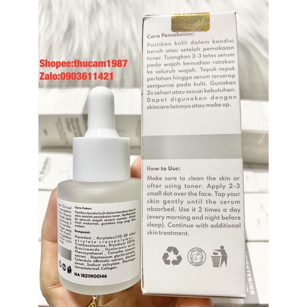 Serum Niacinamide 10% Dr.brandon Brightening Face collagen trắng da,mờ vết thâm đen,đốm đen 20ml.