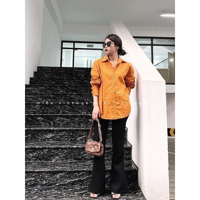 Áo sơ mi thô nến màu xanh - cam hottrend