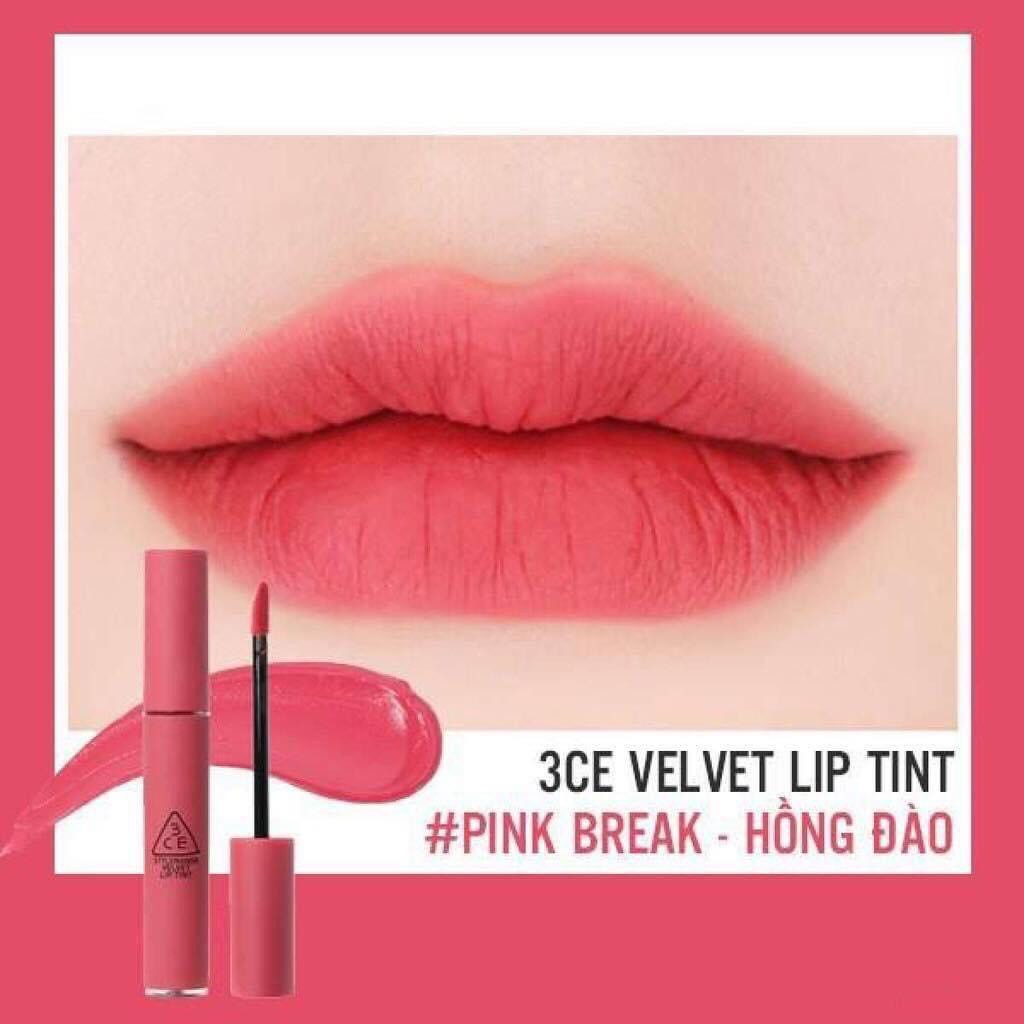 Son Kem Lì 3CE Velvet Lip Tint #Pink Break Hồng Đào