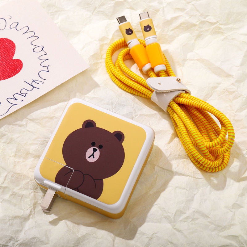 Bộ Phụ Kiện Bảo Vệ Dây Cáp Sạc Họa Tiết Hoạt Hình Cho Macbook Air Pro 29 30 45 67w