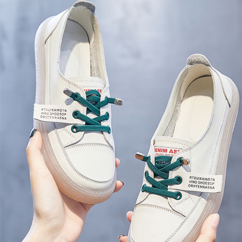 Giày thể thao Da Mềm Màu Trắng Thời Trang Xuân Hè 2022 Cho Nữ