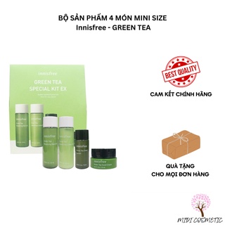 Bộ 4 Sản Phẩm Dùng Thử Skin & Lotion & Essence & Cream Dưỡng Da Cấp Ẩm Ngừa Mụn Innisfree Green Tea Special Kit