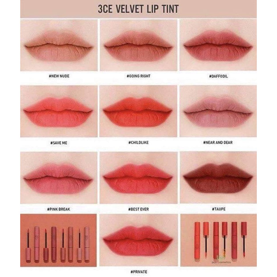 SON 3CE VELVET LIP TINT CHÍNH HÃNG