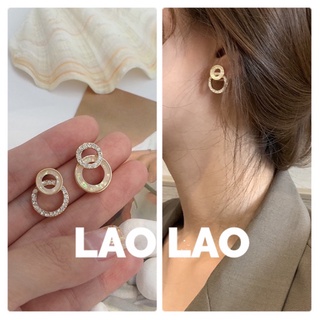 KT5 - FREESHIP -Khuyên tai tròn xà cừ phối đá xinh Hàn Quốc LAO LAO - Hàng có sẵn( video+ảnh thật)
