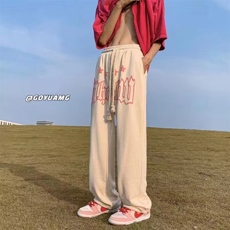 Quần ống rộng Lưng Thun Phong Cách hip hop Đường Phố Nhật Bản Chất Lượng Cao Cỡ M-3XL Cho Nam